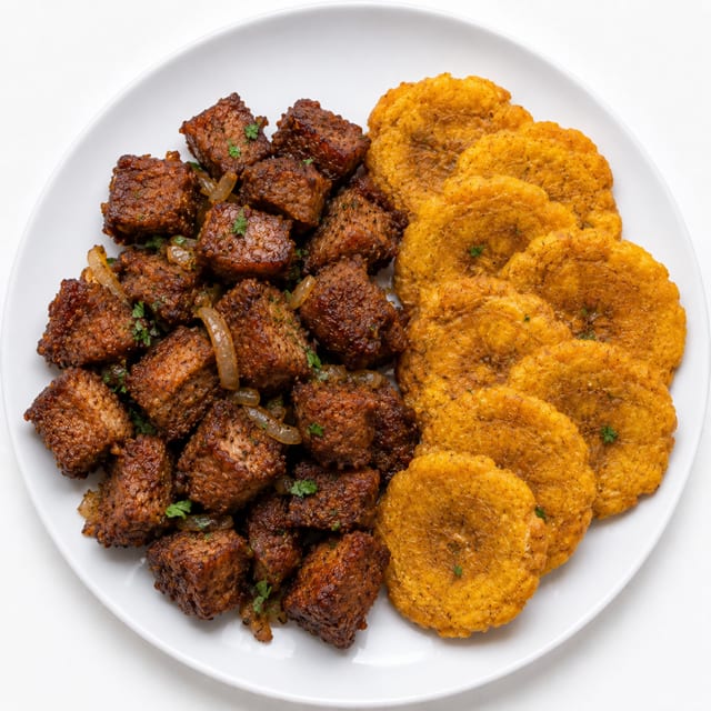 Carne Frita de Cerdo with Tostones.