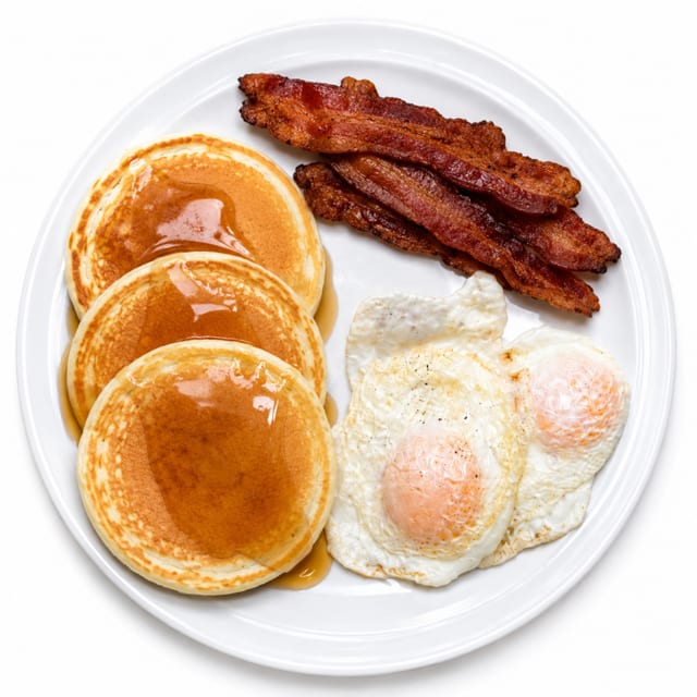 Pancakes, 2 Eggs & Meat Platter.