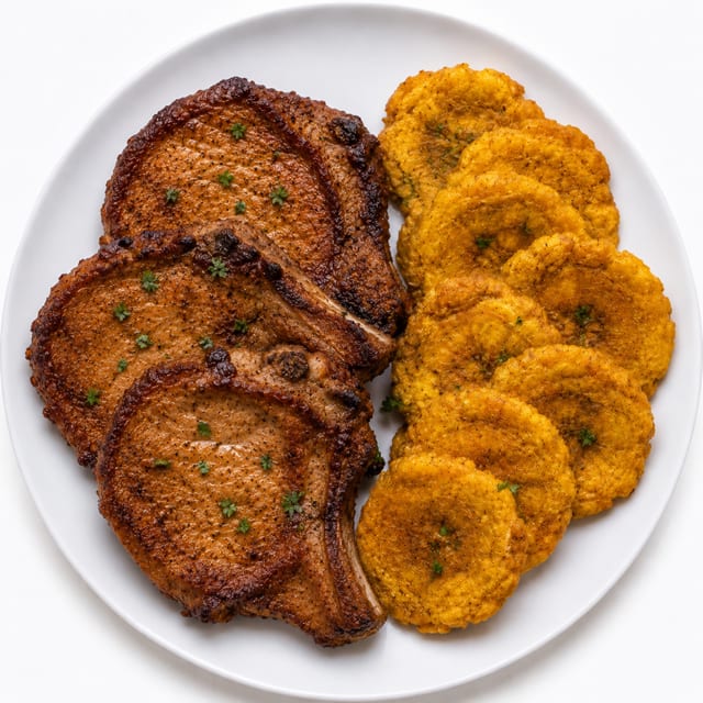 Chuleta con Tostones.