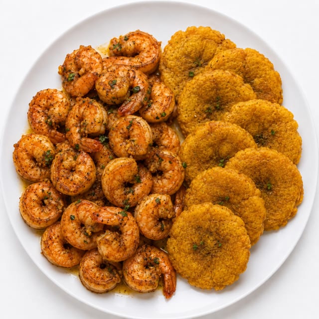 Shrimp with Tostones.