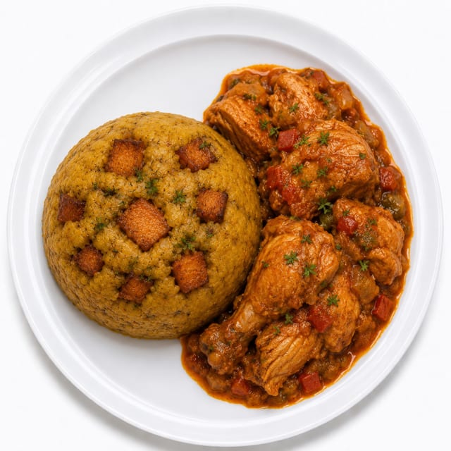 Mofongo with Chicken.