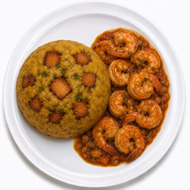 Mofongo with Shrimp.