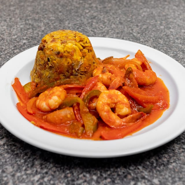 Mofongo with Shrimp.