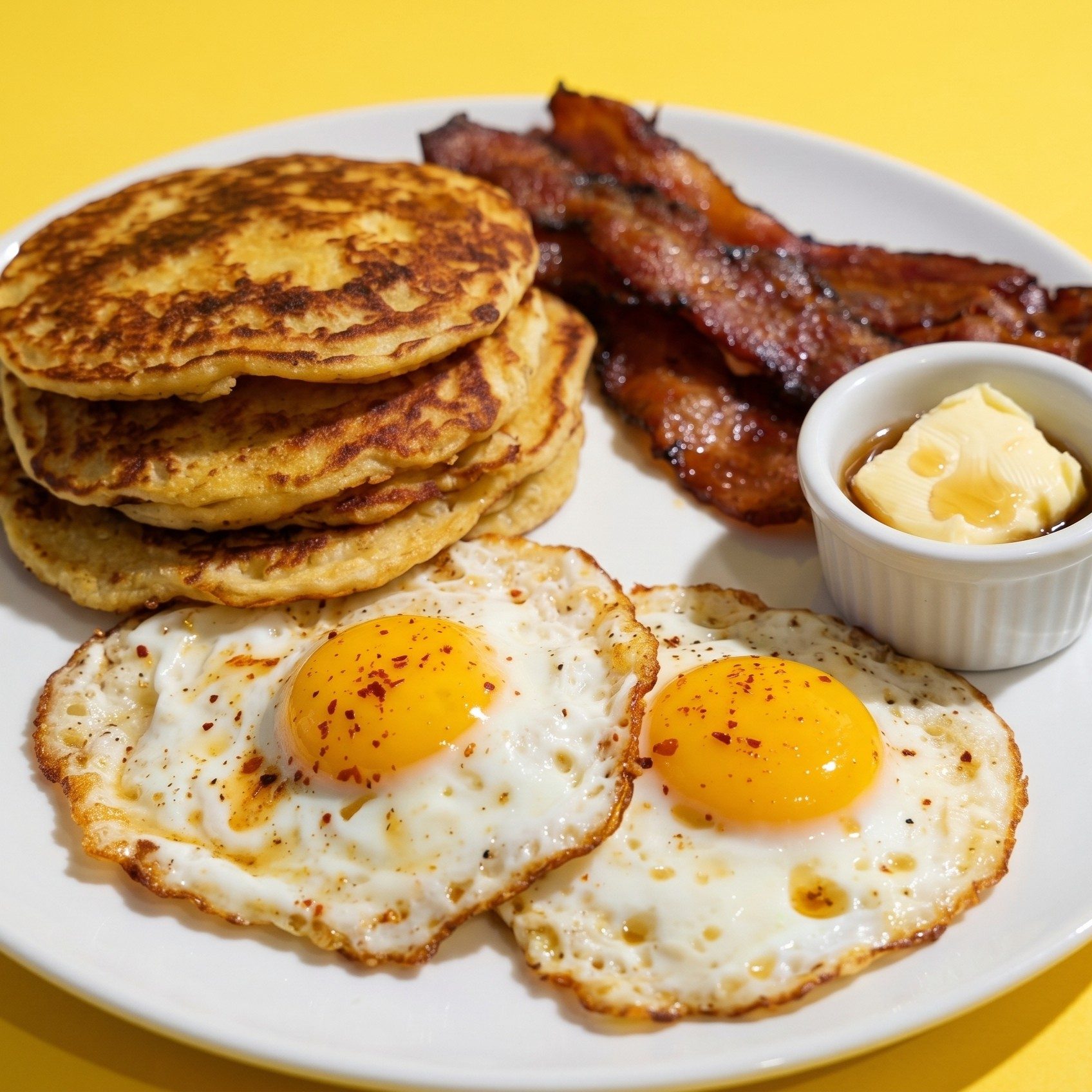 Pancakes, 2 Eggs & Meat Platter.
